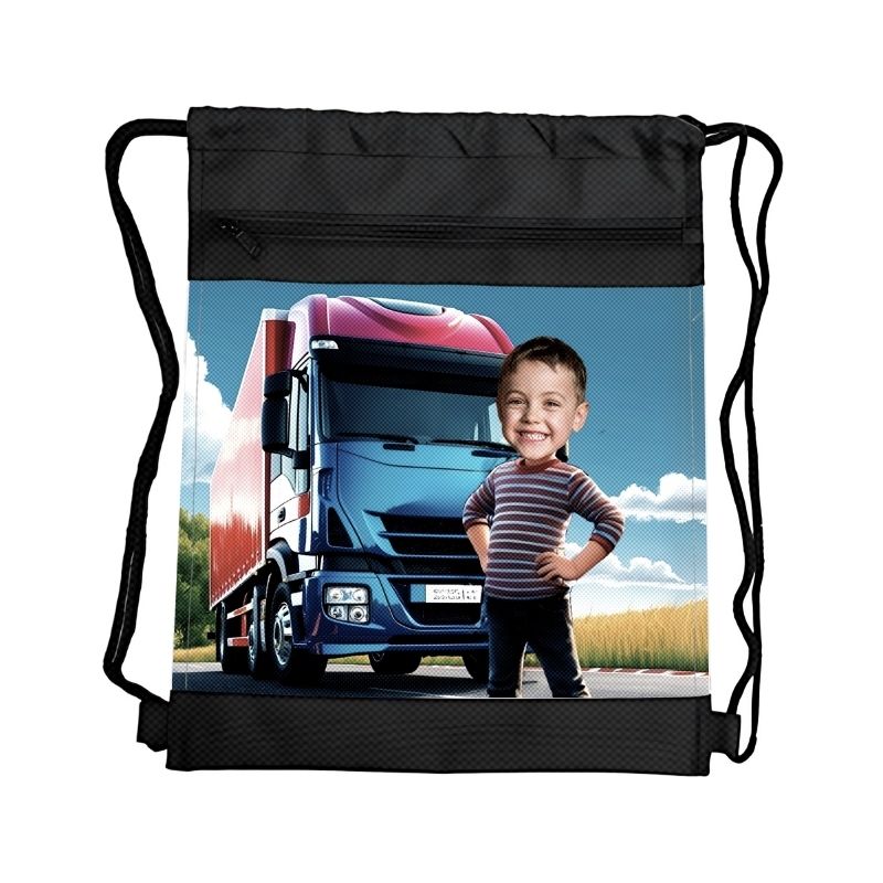 KIEROWCA TIR 2 PERSONALIZOWANY WOREK Z BAJKOWĄ GRAFIKĄ I TWOIM ZDJĘCIEM Z PRZEGRÓDKAMI NA ZAMEK POJAZDY