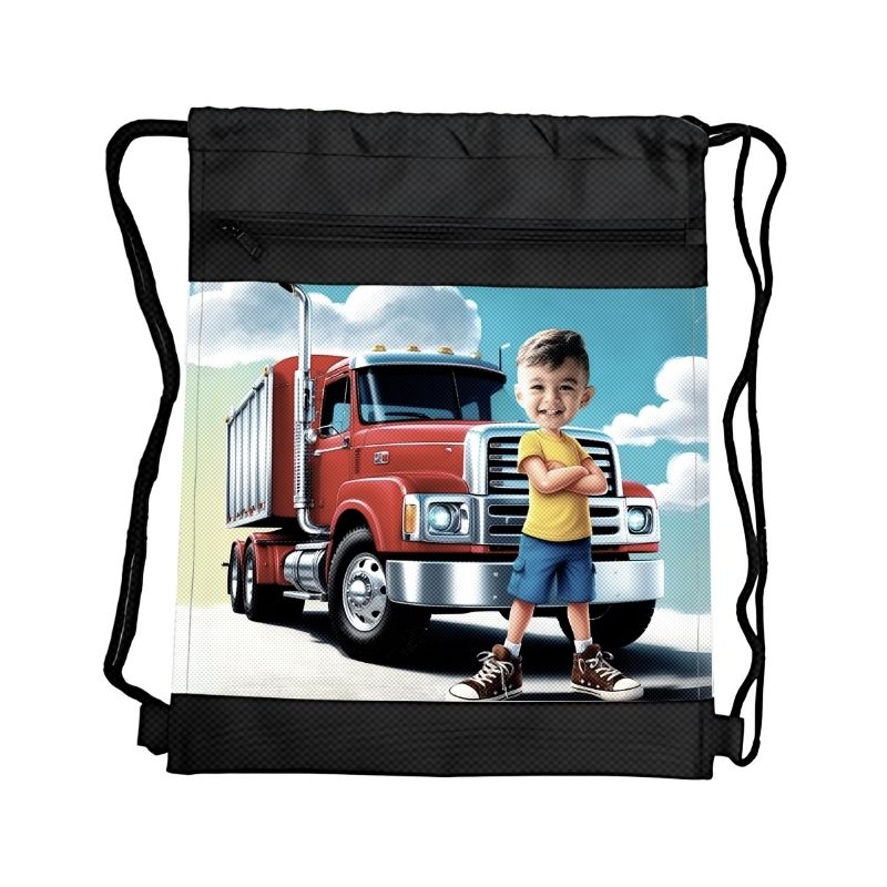 KIEROWCA 3 PERSONALIZOWANY WOREK Z BAJKOWĄ GRAFIKĄ I TWOIM ZDJĘCIEM Z PRZEGRÓDKAMI NA ZAMEK POJAZDY