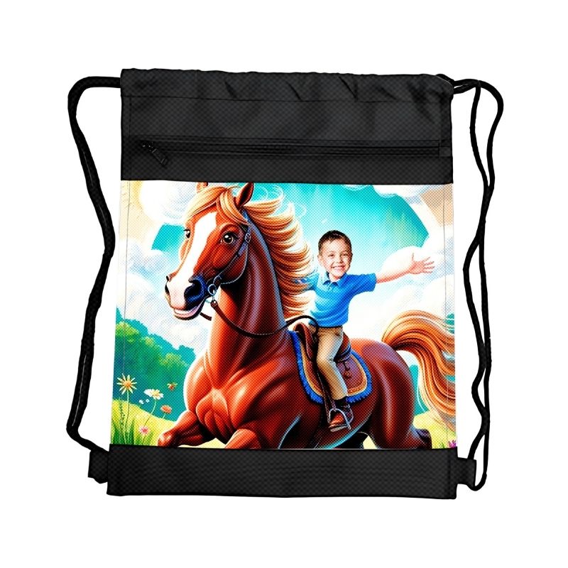 KONIK 3 PERSONALIZOWANY WOREK Z BAJKOWĄ GRAFIKĄ i TWOIM ZDJĘCIEM Z PRZEGRÓDKAMI NA ZAMEK