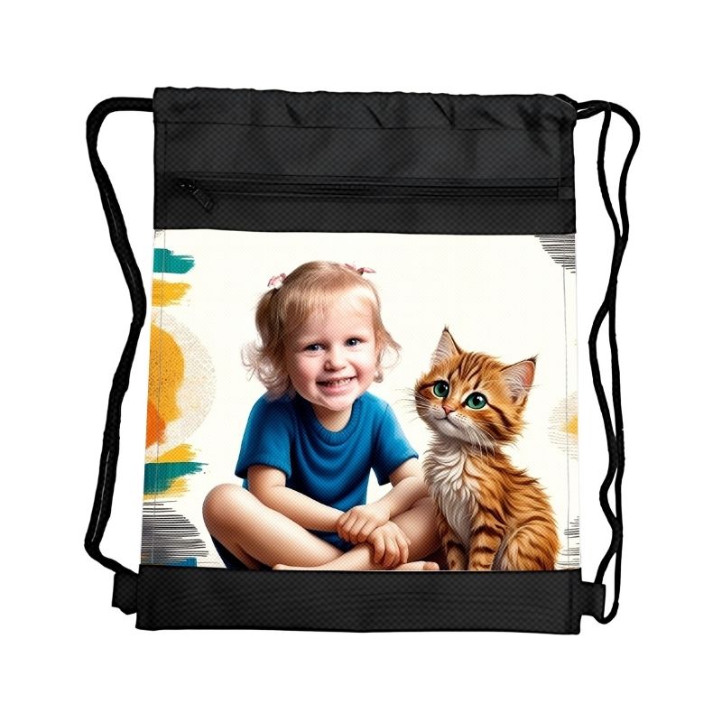 KOTEK 2 PERSONALIZOWANY WOREK Z BAJKOWĄ GRAFIKĄ i TWOIM ZDJĘCIEM Z PRZEGRÓDKAMI NA ZAMEK