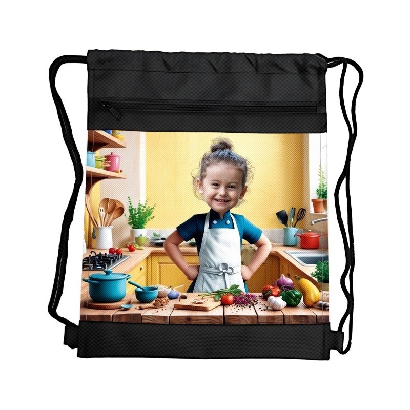 KUCHARZ PERSONALIZOWANY WOREK Z BAJKOWĄ GRAFIKĄ i TWOIM ZDJĘCIEM Z PRZEGRÓDKAMI NA ZAMEK