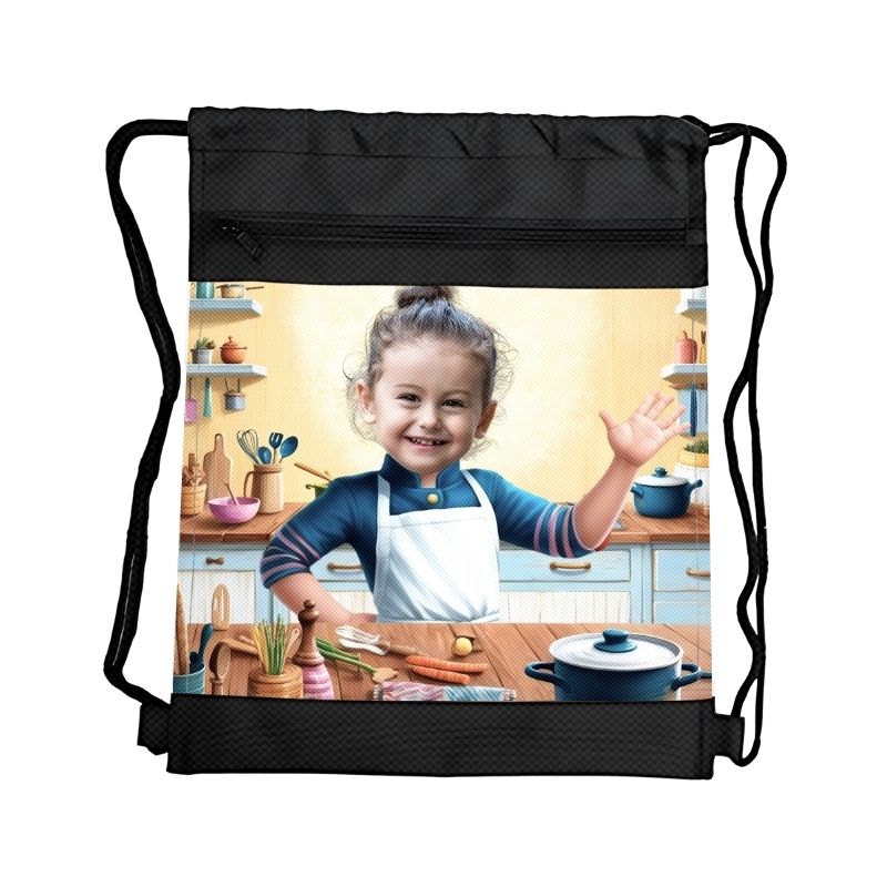 KUCHARZ 2 PERSONALIZOWANY WOREK Z BAJKOWĄ GRAFIKĄ i TWOIM ZDJĘCIEM Z PRZEGRÓDKAMI NA ZAMEK