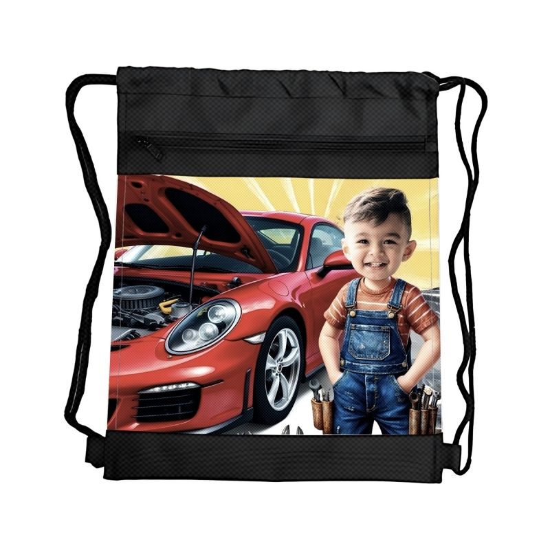 MECHANIK 2 PERSONALIZOWANY WOREK Z BAJKOWĄ GRAFIKĄ I TWOIM ZDJĘCIEM Z PRZEGRÓDKAMI NA ZAMEK