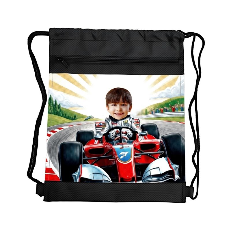 RAJDOWIEC 4 PERSONALIZOWANY WOREK Z BAJKOWĄ GRAFIKĄ i TWOIM ZDJĘCIEM Z PRZEGRÓDKAMI NA ZAMEK POJAZDY