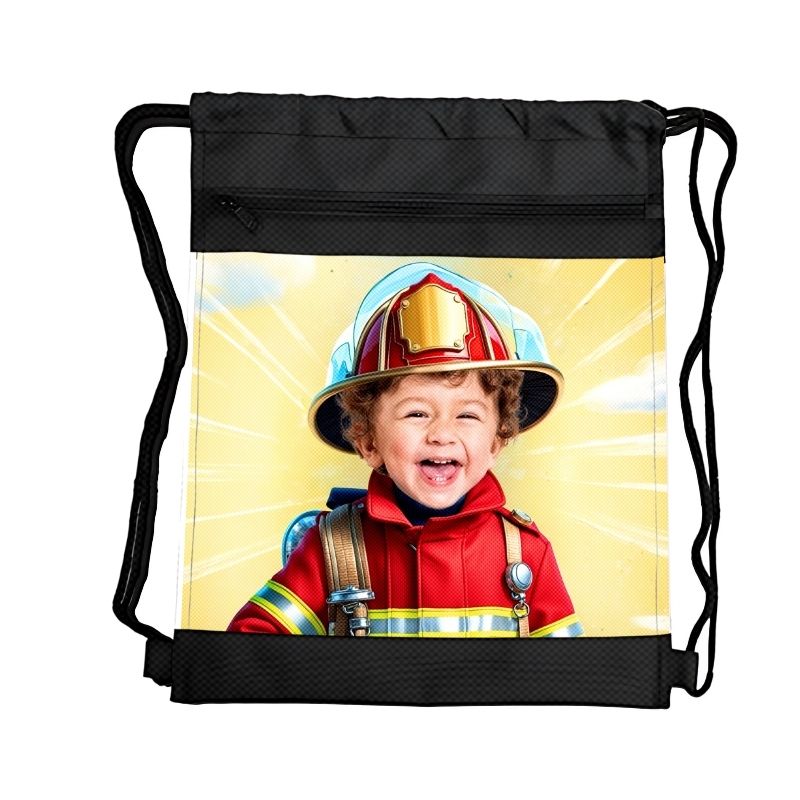 STRAŻAK PERSONALIZOWANY WOREK Z BAJKOWĄ GRAFIKĄ i TWOIM ZDJĘCIEM Z PRZEGRÓDKAMI NA ZAMEK