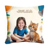 poduszka ze zdjęciem Mały Kotek z imieniem dziecka