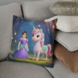 personalizowana poduszka księżniczka i jednorożec z imieniem dziecka