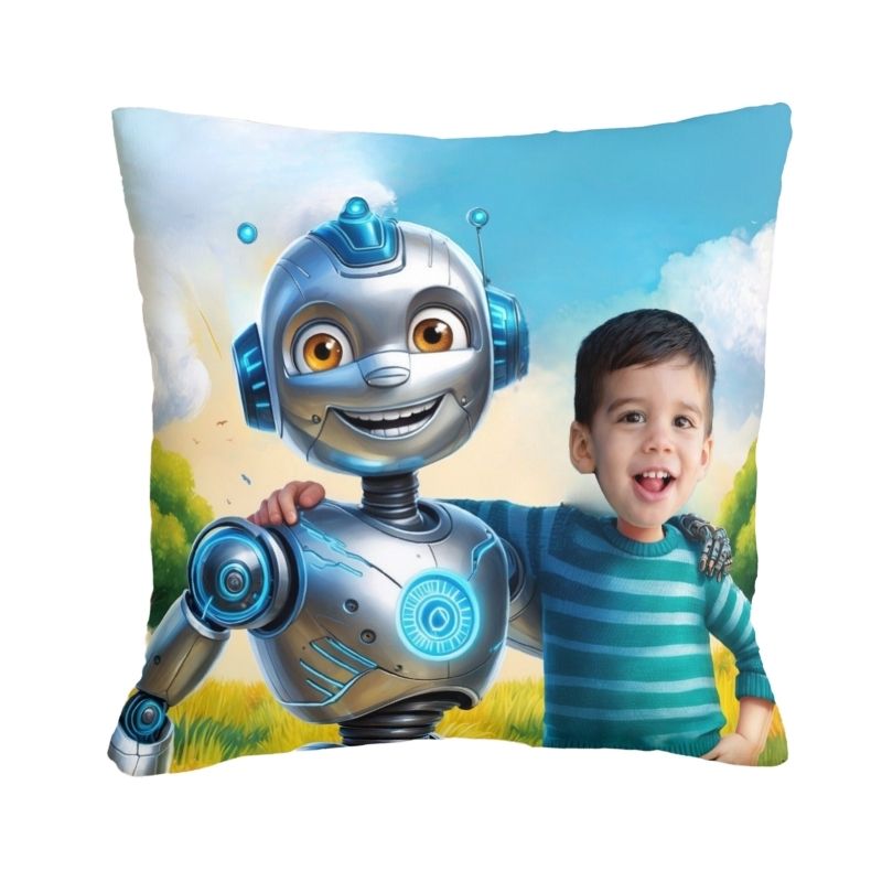 Poduszka ze zdjęciem personalizowana Robot