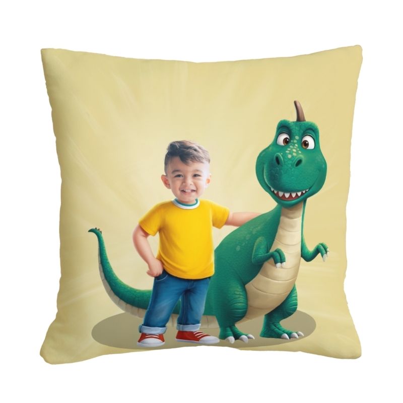 Poduszka ze zdjęciem personalizowana Dinuś dla dziecka z imieniem