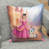 Poduszka ze zdjęciem księżniczka i jednorożec personalizowana z imieniem dziecka