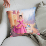 Poduszka ze zdjęciem księżniczka i jednorożec personalizowana z imieniem dziecka