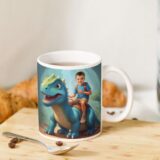bajkowy personalizowany kubek dinozaur ze zdjęciem dziecka