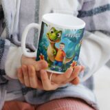 personalizowany kubek dinuś ze zdjęciem dziecka w bajkowej scenerii