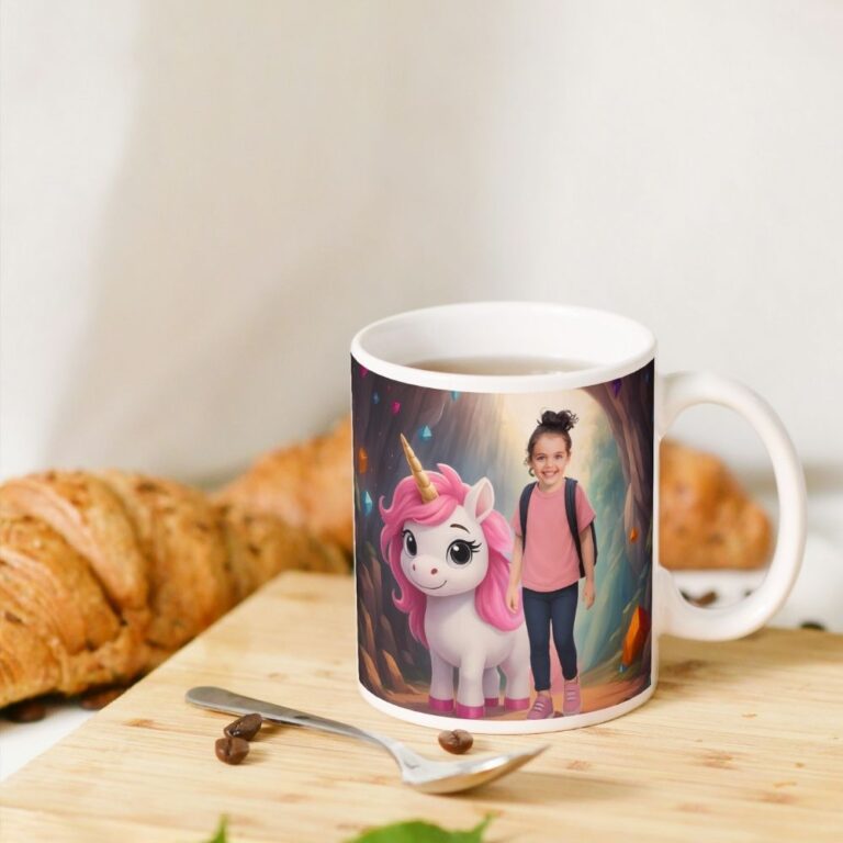 Personalizowany kubek z jednorożcem i zdjęciem dziecka