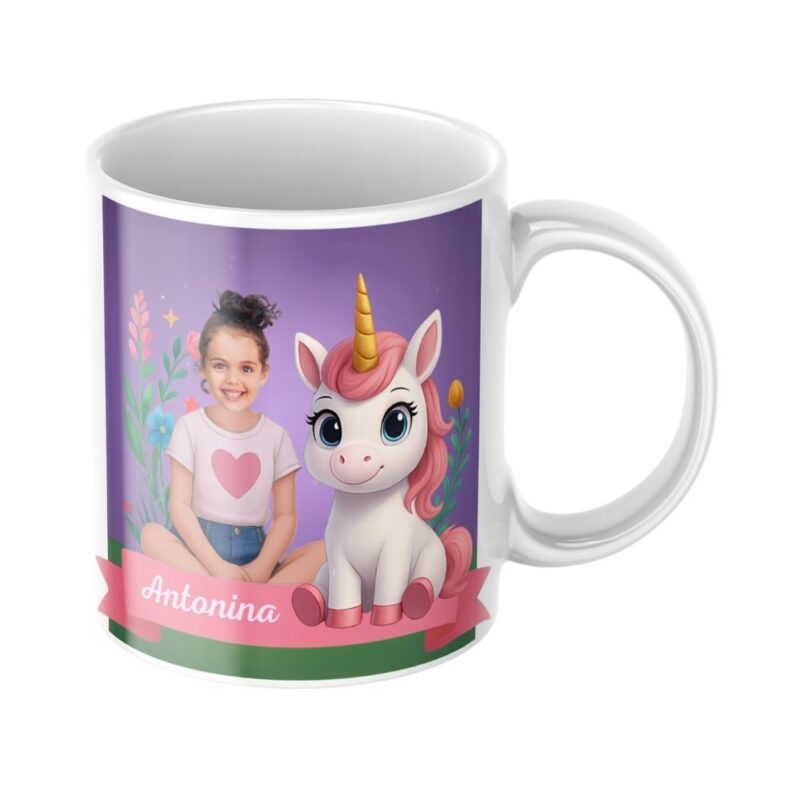 Personalizowany kubek z jednorożcem i zdjęciem dziecka