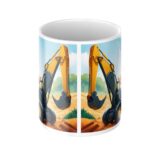 personalizowany kubek mała koparka z imieniem i zdjęciem dziecka