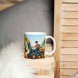 personalizowany kubek mała koparka z imieniem i zdjęciem dziecka