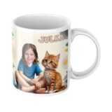 personalizowany kubek kotek ze zdjęciem dziecka i bajkową grafiką