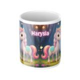 personalizowany kubek księżniczka ze zdjęciem dziecka i jednorożcem