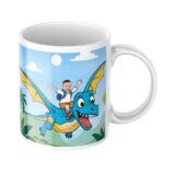 kubek pterodaktyl ze zdjęciem dziecka i imieniem jako prezent na urodziny