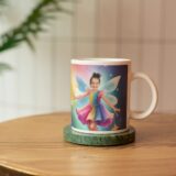 personalizowany kubek tęczowa wróżka ze zdjęciem dziecka