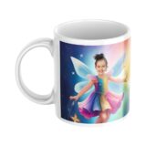 personalizowany kubek tęczowa wróżka ze zdjęciem dziecka