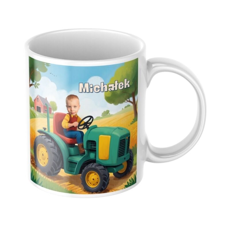 personalizowany kubek traktor ze zdjęciem