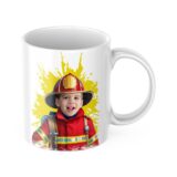 Kubek ze zdjęciem Strażak – personalizowany kubek dla dzieci. Dodaj zdjęcie i imię, by stworzyć wyjątkowy kubek dla małego bohatera!