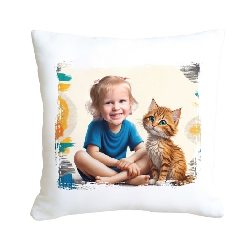 personalizowana poduszka z nadrukiem, poduszka z bajkową grafiką, pluszowa poduszka 45x45, poduszka z własnym zdjęciem, wyjątkowy prezent na każdą okazję, miękka poduszka dekoracyjna, poduszka na zamówienie, poduszka z kolorowym nadrukiem, trwała poduszka sublimacyjna, poduszka z kulką silikonową, poduszka dla dzieci z grafiką, poduszka personalizowana na prezent, poduszka z zamkiem do prania, szybka realizacja poduszki KOTEK