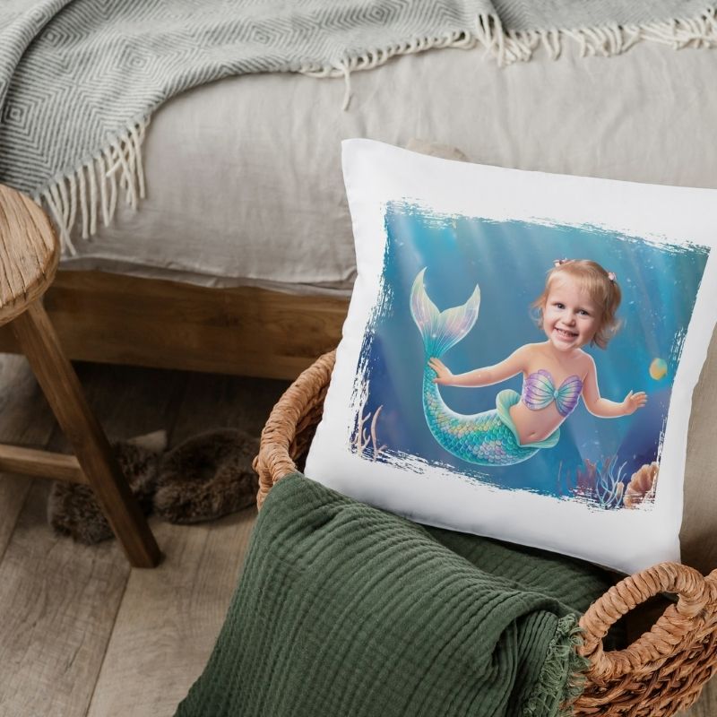 SYRENKA Pluszowa poduszka z nadrukiem z Twoim zdjęciem