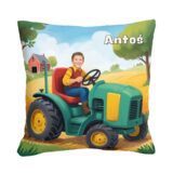 poduszka ze zdjęciem Zielony Traktor z imieniem dziecka