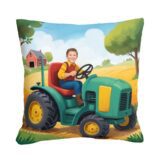 poduszka ze zdjęciem Traktor Zielony z imieniem dziecka
