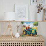 poduszka ze zdjęciem Zielony Traktor z imieniem dziecka