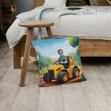 Poduszka ze zdjęciem Żółty Pojazd personalizowana dla dziecka