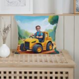 Poduszka ze zdjęciem Żółty Pojazd personalizowana dla dziecka