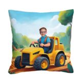 Poduszka ze zdjęciem Żółty Pojazd personalizowana dla dziecka