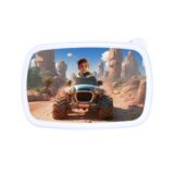 Śniadaniówka personalizowana monstertruck z bajkową grafiką i twarzą Twojego dziecka. Dostępna w kolorze białym, niebieskim lub różowym!