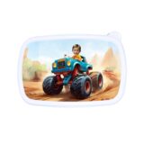 Śniadaniówka personalizowana monstertruck z bajkową grafiką i twarzą Twojego dziecka. Dostępna w kolorze białym, niebieskim lub różowym!