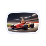 Śniadaniówka personalizowana BOLID z bajkową grafiką i twarzą Twojego dziecka. Dostępna w kolorze białym, niebieskim lub różowym!