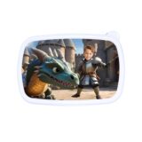 Śniadaniówka personalizowana RYCERZ z bajkową grafiką i twarzą Twojego dziecka. Dostępna w kolorze białym, niebieskim lub różowym!