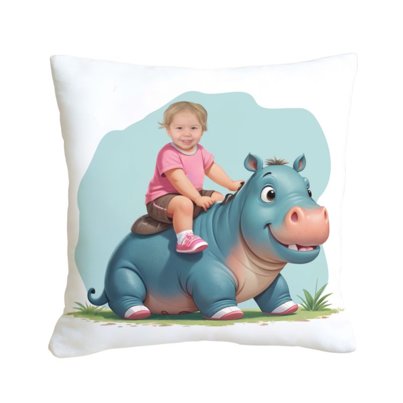 Personalizowana poduszka HIPOPOTAM – unikalny prezent ze zdjęciem! Wybierz miękką mikrofibrę lub plusz, rozmiar 40x40 cm lub 45x45 cm, oraz jednostronny lub dwustronny nadruk. Stwórz wyjątkowy upominek, który oczaruje każdego