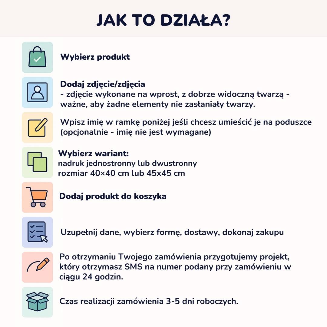 Instrukcja jak zamówić poduszkę personalizowaną - jak złożyć zamówienie krok po kroku