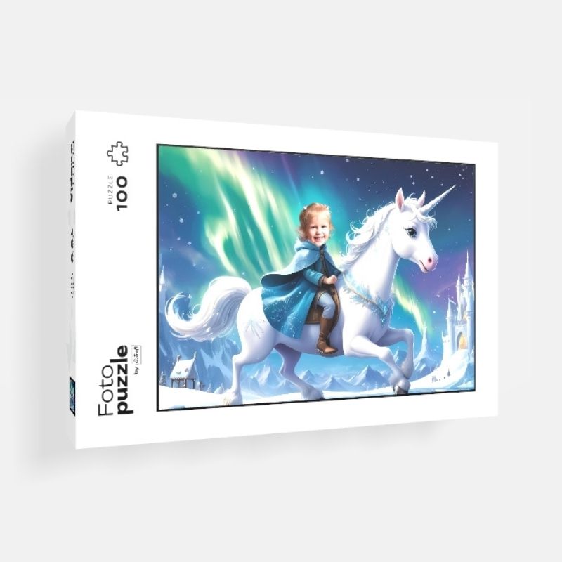 Puzzle z Twoim dzieckiem Lodowa Kraina - puzzle 100 elementów personalizowane z Twoim zdjęciem