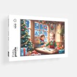 Podaruj swojemu dziecku wyjątkowy prezent na święta – personalizowane puzzle świąteczne dla dziewczynki 100 elementów.