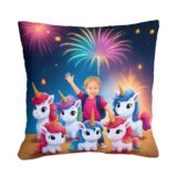 poduszka ze zdjęciem Noc Jednorożców z imieniem dziecka