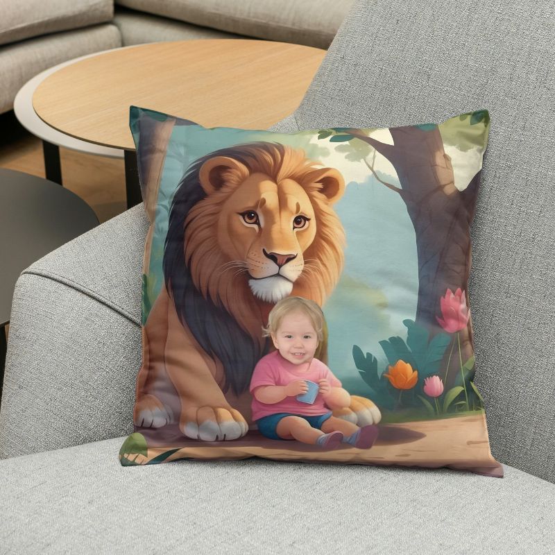 Poduszka ze zdjęciem personalizowana Lew