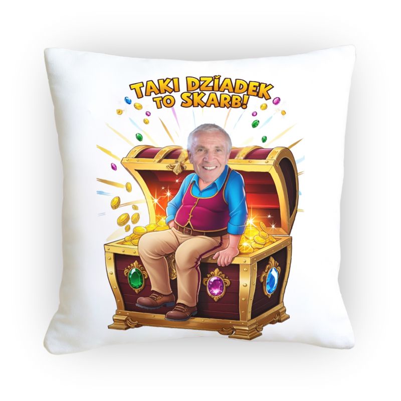 Poduszka Taki Dziadek to Skarb ze zdjęciem – personalizowany prezent na Dzień Dziadka.