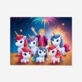 personalizowane puzzle Noc Jednorożców ze zdjęciem dziecka