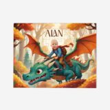 PUZZLE SMOK JESIENNEGO LASU Personalizowane puzzle z dzieckiem i smokiem w jesiennym lesie.