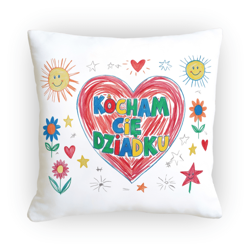 Poduszka laurka dla Dziadka serce – kolorowy prezent na Dzień Dziadka